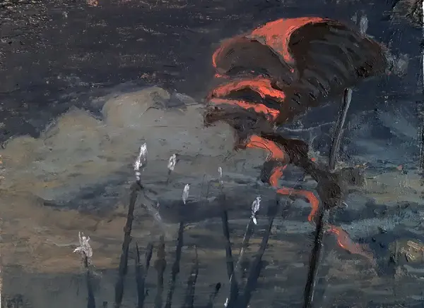François Xavier Saint-Pierre, The Other Banner Held Aloft. Oil on Panel, 18 x 25 cm, 2017.