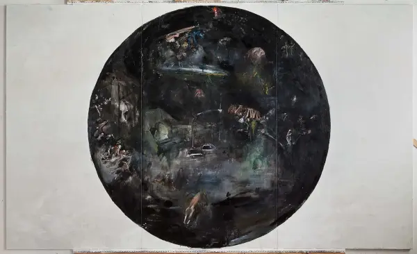 Howard Podeswa, Hell, 2013, oil on canvas, 9’ x 15’. Photo: Toni Hafkenscheid.